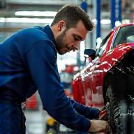 Mechanic quickly working on car repair