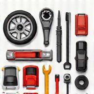 Car maintenance tools representing full-service automotive care